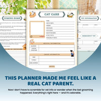 Cat Care Planner β Printable Pet Organizer for Vet Visits, Feeding, Grooming, & Daily Tracking (Digital PDF)