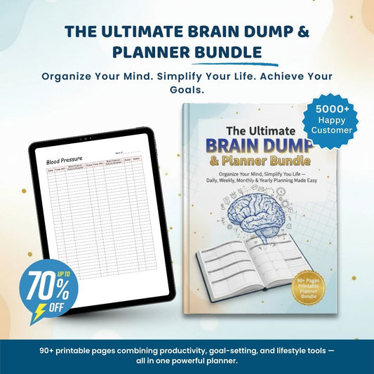 ADHD Brain Dump & Productivity Planner | 320+ Editable Printable Pages | Daily, Weekly, Monthly, Health, Finance & Goal Organizer
