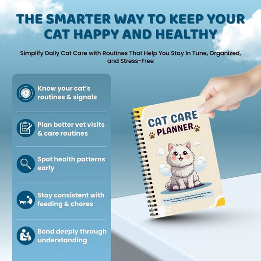 Cat Care Planner – Printable Pet Organizer for Vet Visits, Feeding, Grooming, & Daily Tracking (Digital PDF)