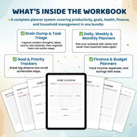 ADHD Brain Dump & Productivity Planner | 320+ Editable Printable Pages | Daily, Weekly, Monthly, Health, Finance & Goal Organizer