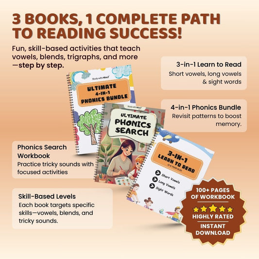 Ultimate Learn-to-Read Phonics Super Bundle (Short Vowels, Long Vowels & Sight Words)