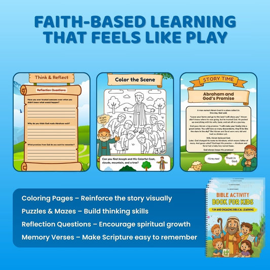 Bible Activity Book for Kids: 12+ Classic Stories, Games, Coloring & Fun Learning