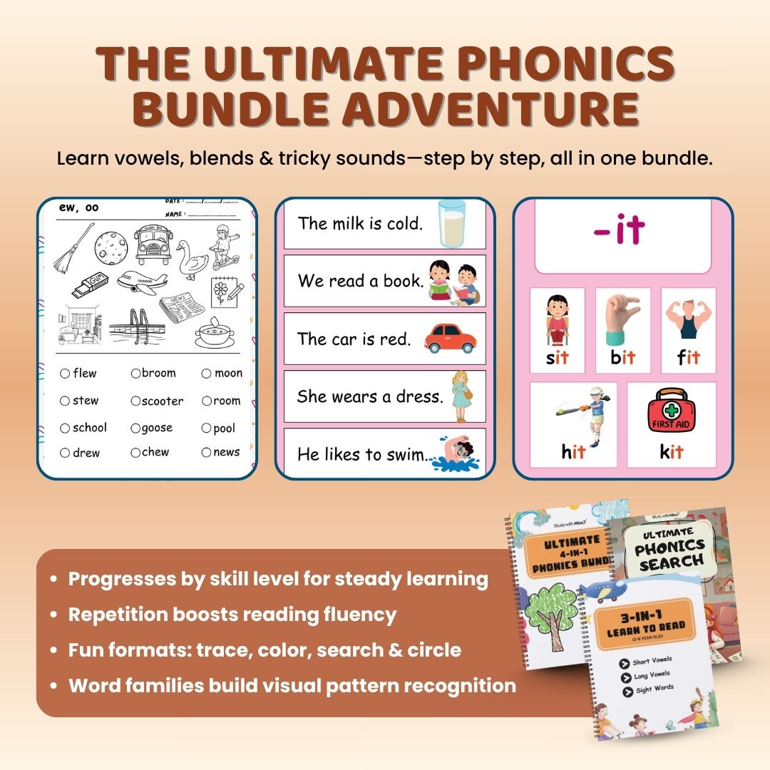 Ultimate Learn-to-Read Phonics Super Bundle (Short Vowels, Long Vowels & Sight Words)