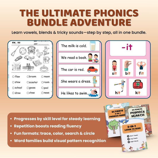 Ultimate Learn-to-Read Phonics Super Bundle (Short Vowels, Long Vowels & Sight Words)