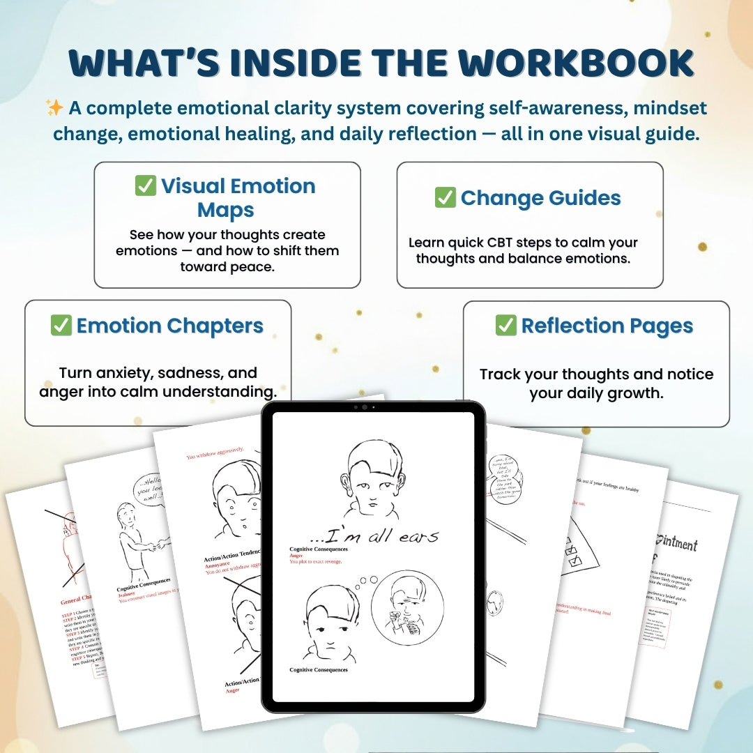 Visual CBT Workbook: Train Your Mind to Defeat Anxiety, Stress & Negative Thoughts