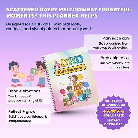 ADHD Kids Daily Planner – Focus, Emotions & Life Skills Tracker (Digital Download)