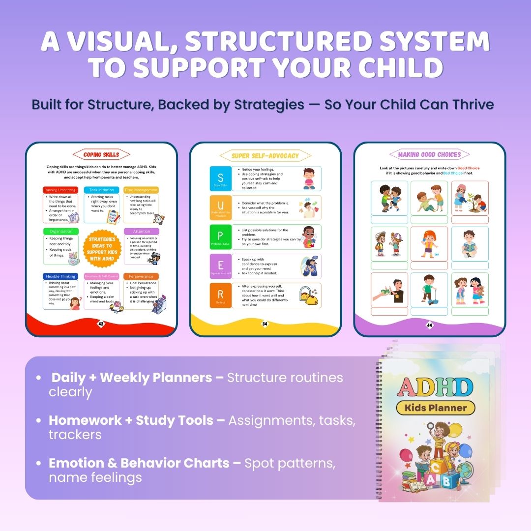 ADHD Kids Daily Planner β Focus, Emotions & Life Skills Tracker (Digital Download)