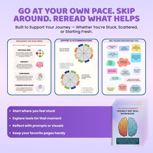Neurodivergent Friendly DBT Skills Workbook for Teens & Adults – Build Real Coping Tools Without Shame