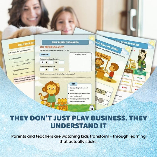 Young Hustlers: 4-Level Kids Business Bundle (Level 1–4) – Learn, Launch, Lead & Reflect