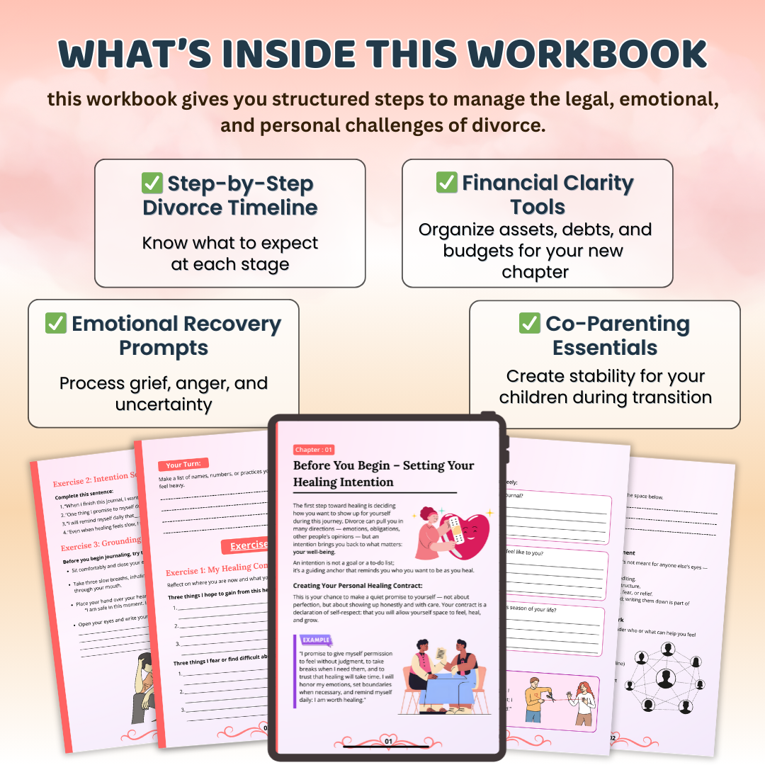 Navigating Divorce β Healing & Empowerment Journal | Legal, Emotional & Practical Roadmap After Separation