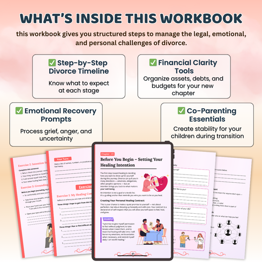Navigating Divorce — Healing & Empowerment Journal | Legal, Emotional & Practical Roadmap After Separation