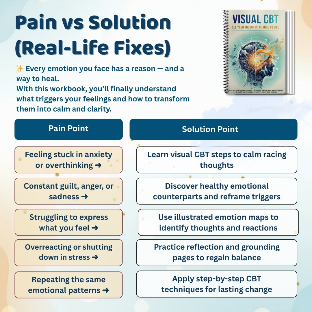 Visual CBT Workbook: Train Your Mind to Defeat Anxiety, Stress & Negative Thoughts