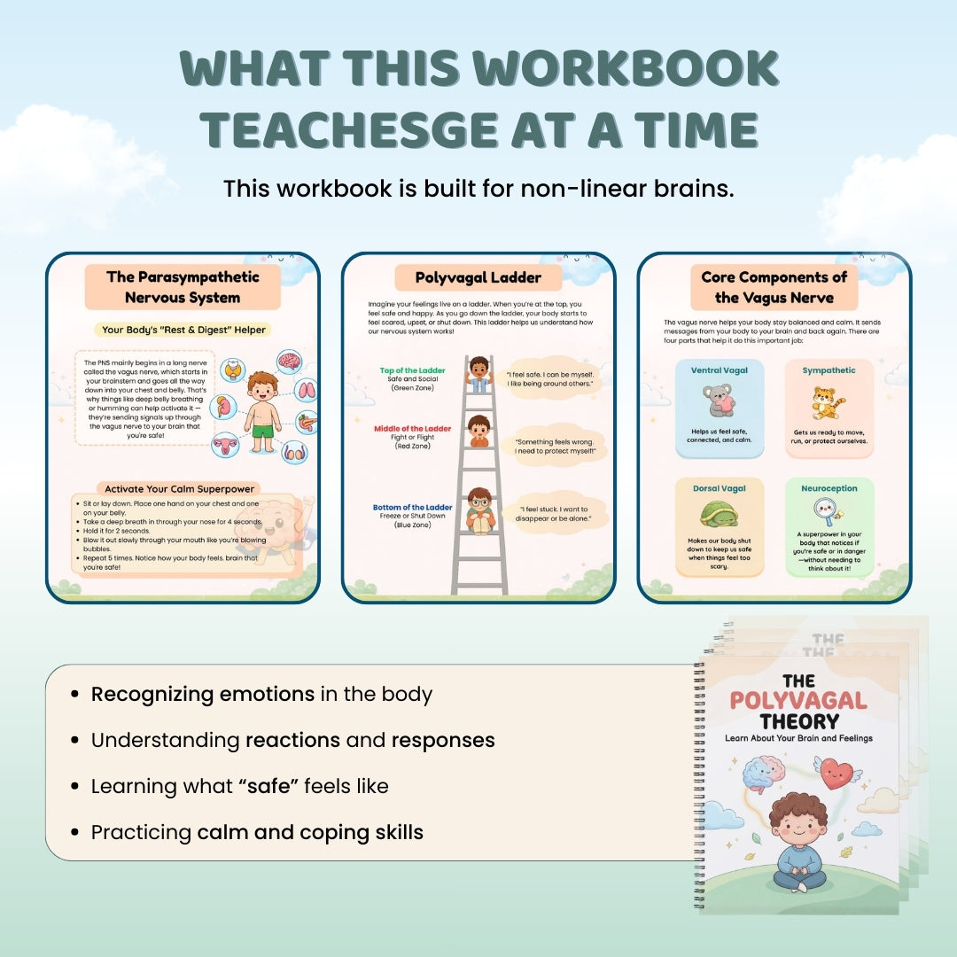 Polyvagal Theory Workbook for Kids | Gentle Emotional Regulation & Nervous System Awareness | Printable PDF